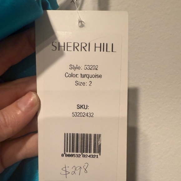 New Sherri Hill 2 piece turquoise dress style number 53202 - Picture 12 of 14